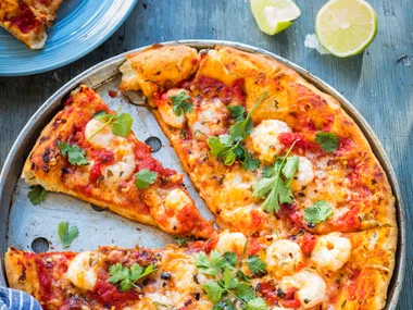 Prawn and sweet chilli pizza