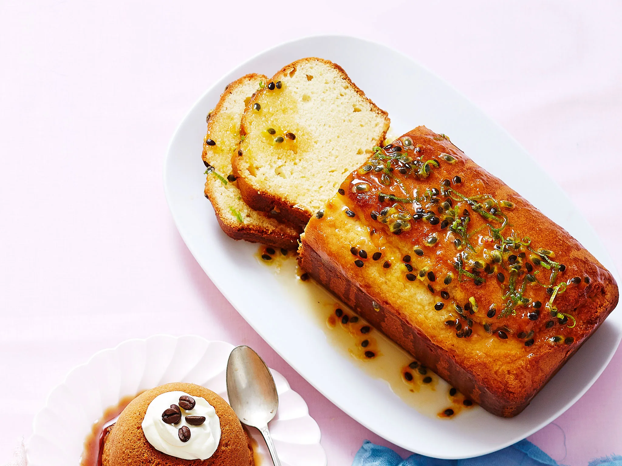 Lime and passionfruit syrup cake