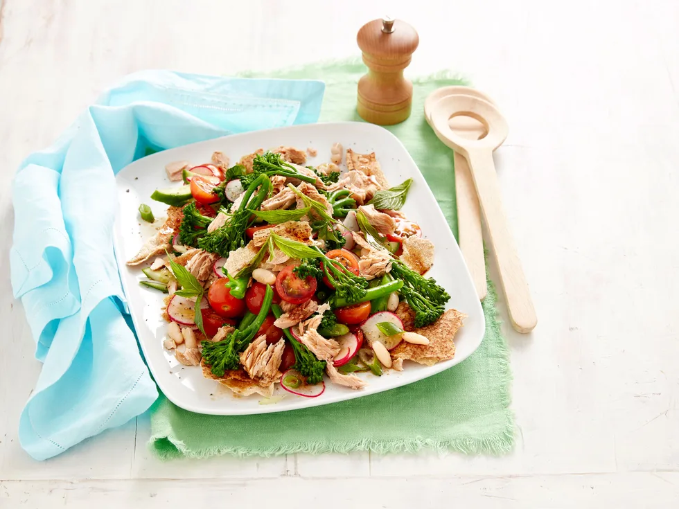 Broccolini and tuna fattoush salad