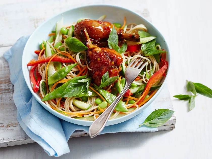 Soba noodle salad with chilli jam chicken