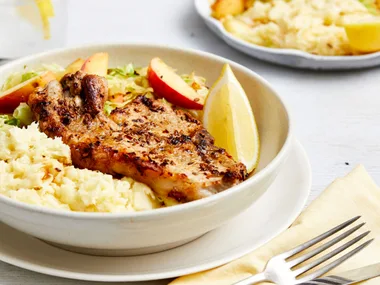 Pork chops with parsnip mash