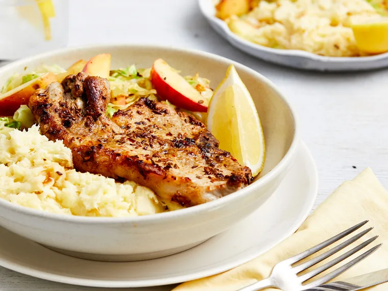 Pork chops with parsnip mash