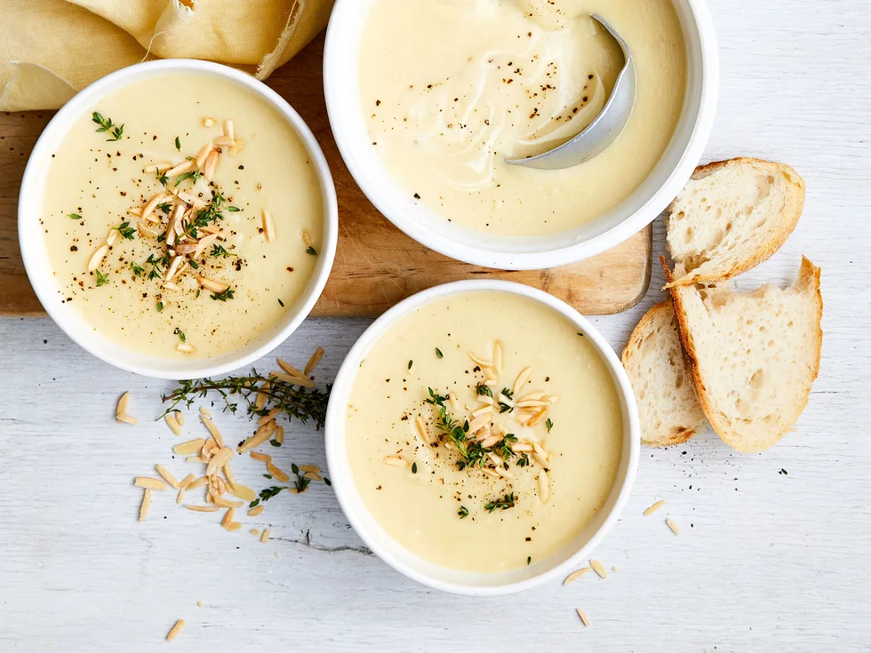 Creamy parsnip and almond soup
