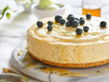Lime chiffon mousse with honey and lime leaf syrup
