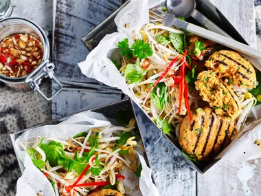 Fishcakes with herb salad