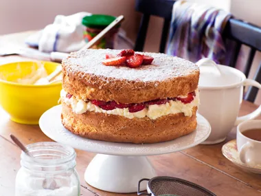 Strawberry and cream sponge cake