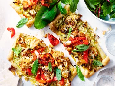 Cauliflower and courgette tart