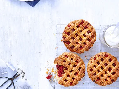 Rhubarb and rose tea pies