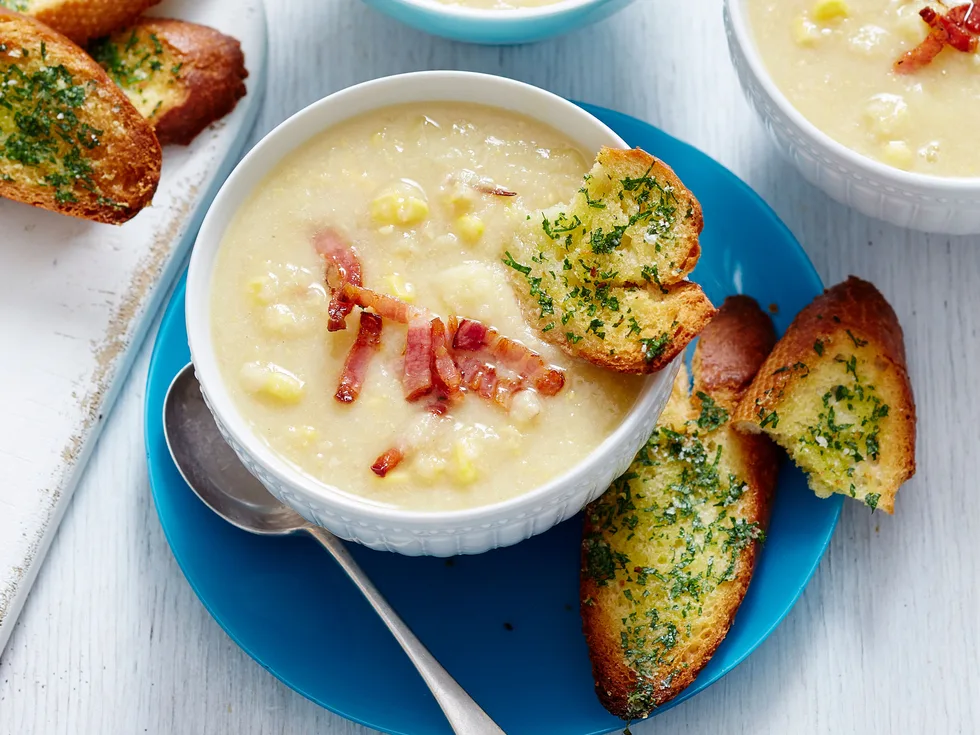 Leek and corn chowder