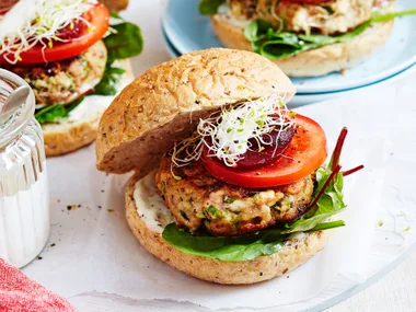 Lamb, courgette and feta burgers