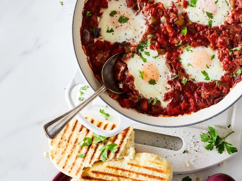Shakshuka eggs with eggplant