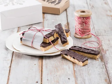 Chocolate dipped caramel fudge fingers