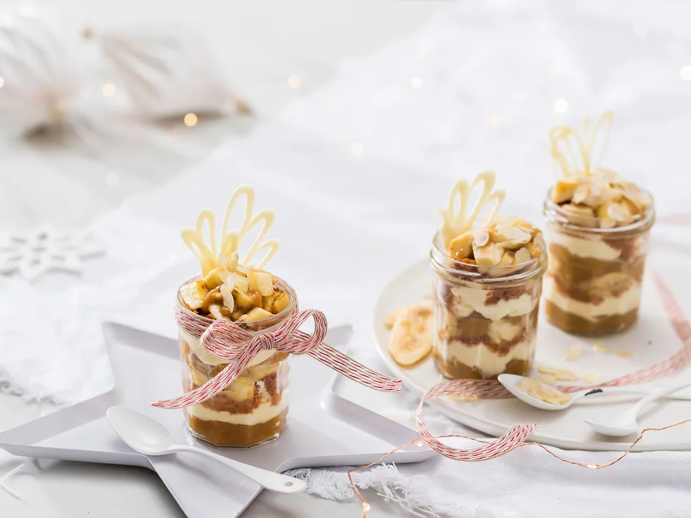 Reverse banoffee pie parfaits