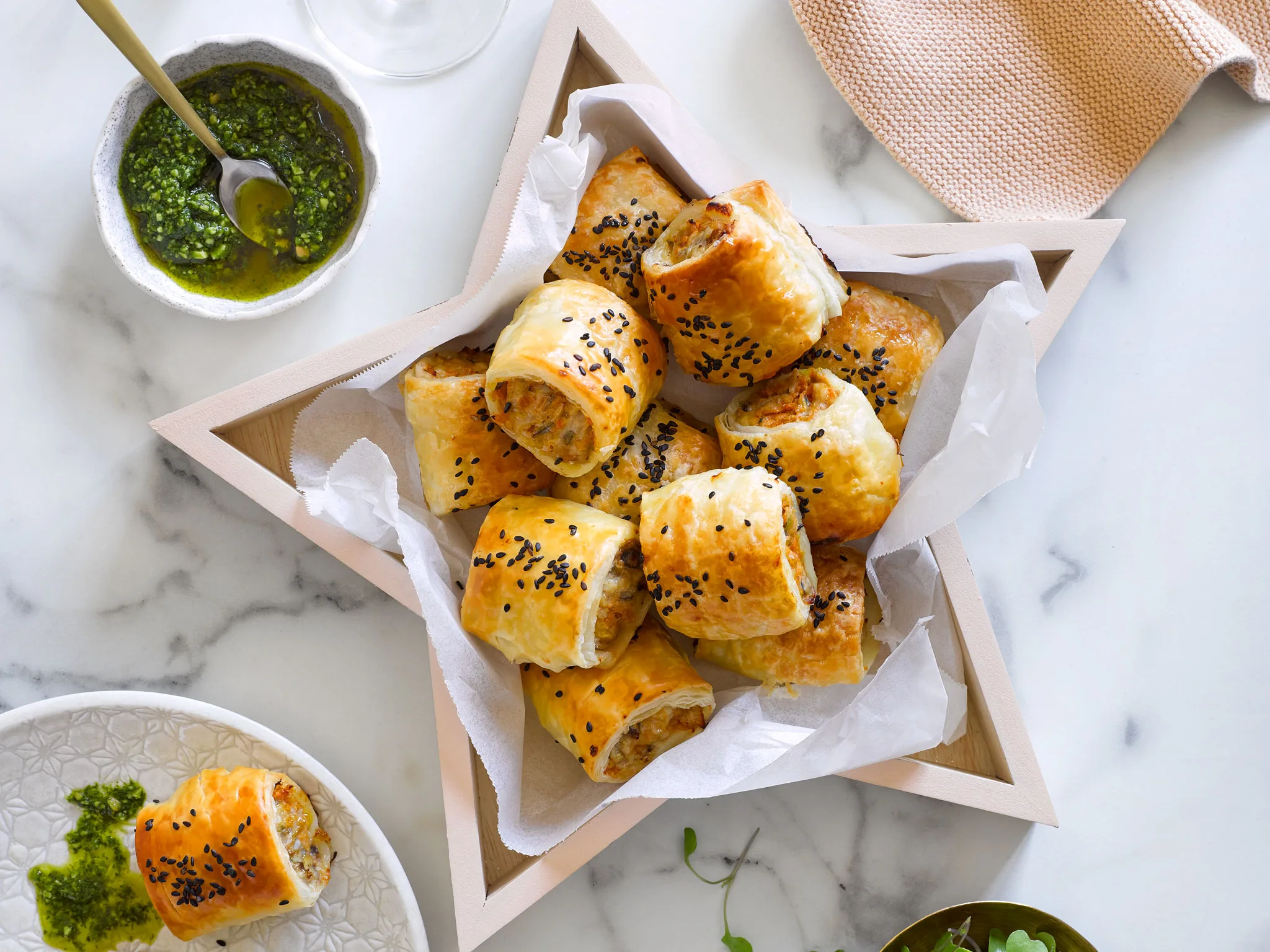 Spiced chicken and kumara rolls