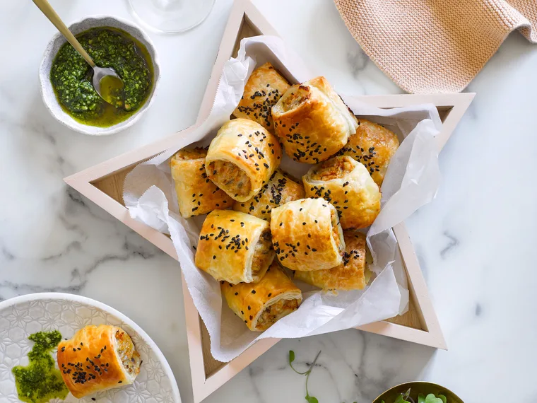 Spiced chicken and kumara rolls