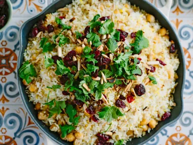 Spiced chickpea, saffron and cranberry pilau rice