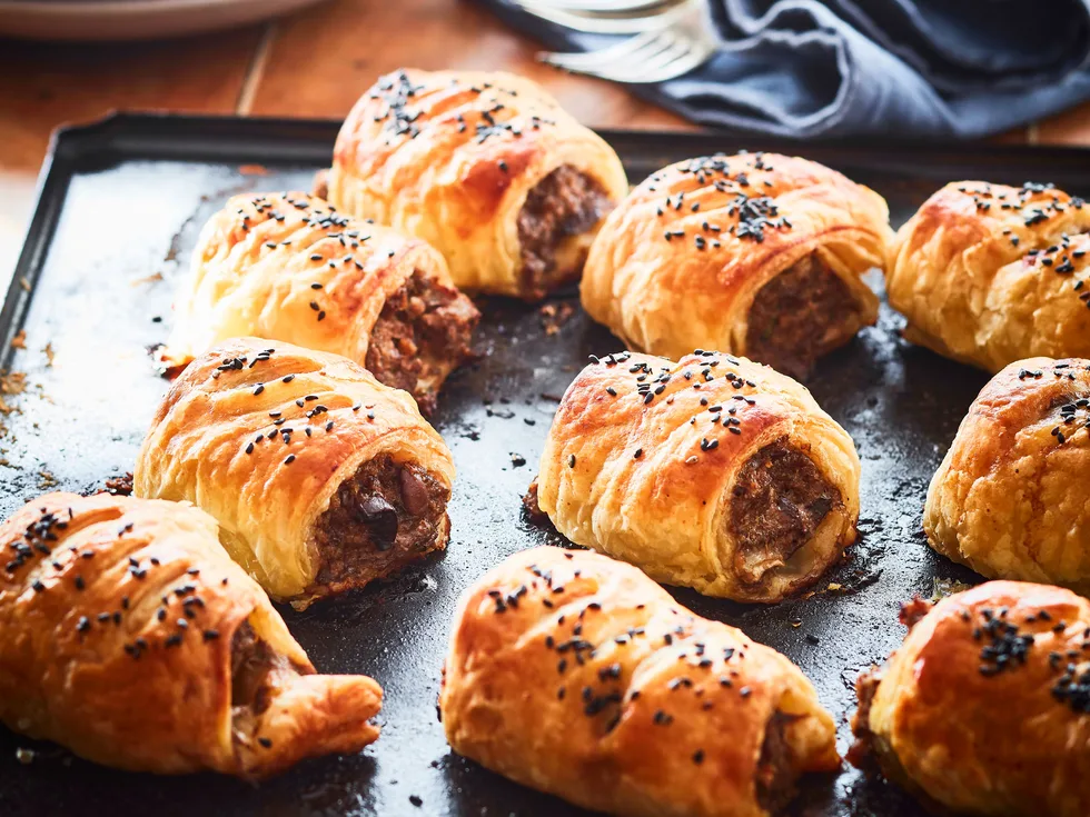 Beef and black olive sausage rolls