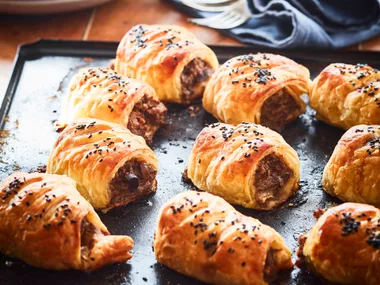 Beef and black olive sausage rolls