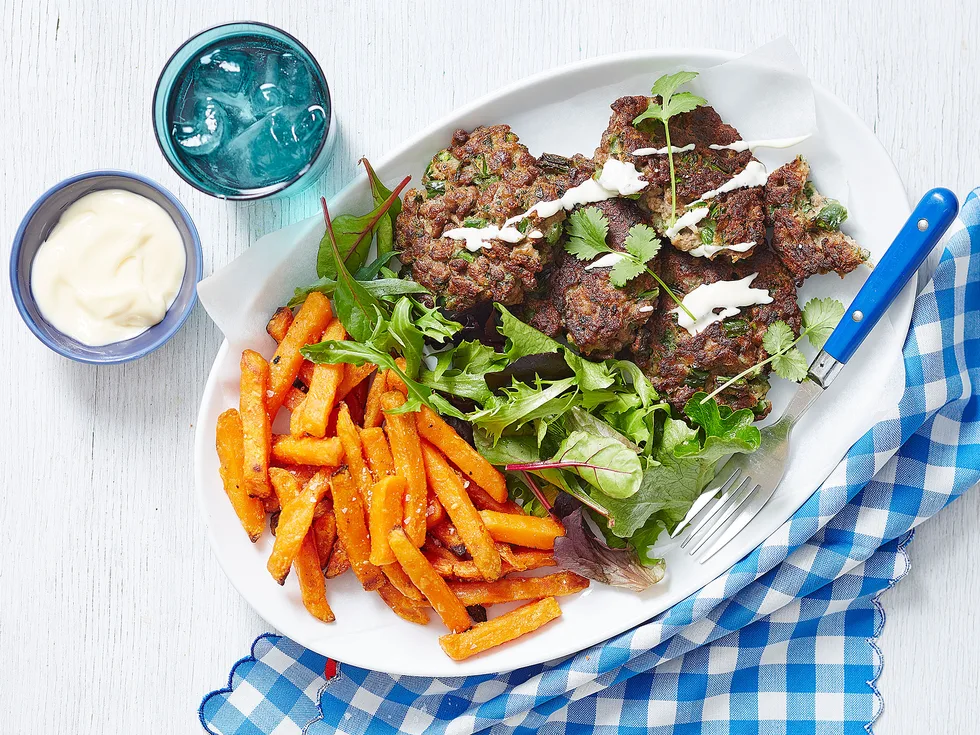 Green bean lamb fritters