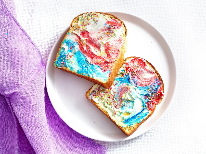 Magical colourful unicorn toast