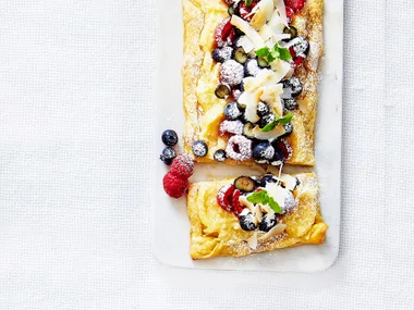 Lemon curd, mixed berry and coconut tart