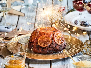 Christmas pudding with oranges