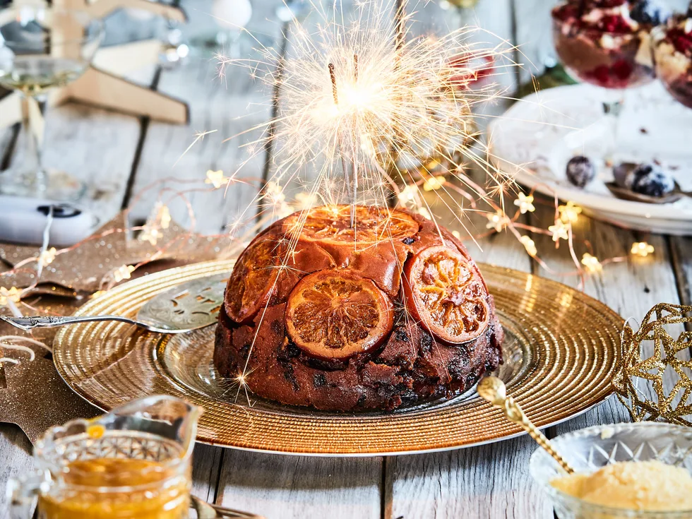 Christmas pudding with oranges