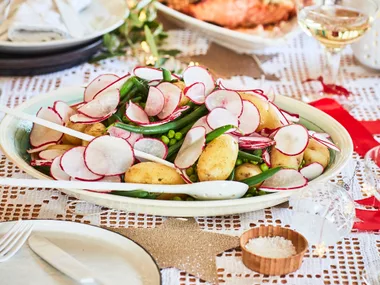 Potatoes with brown butter sauce and radish