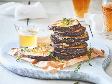 Fried eggplant with thyme honey