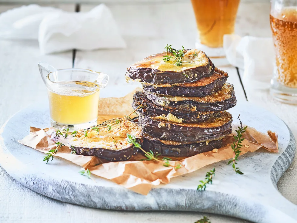 Fried eggplant with thyme honey