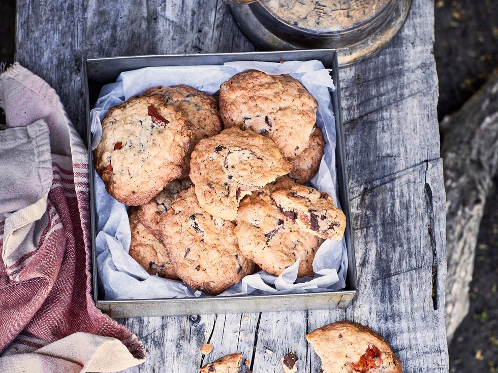 Road-trip apricot, coconut and chocolate chunk cookies