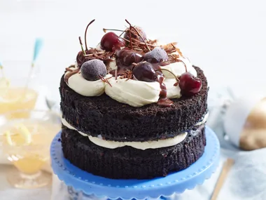 Super-fast festive black forest cake