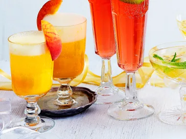 Peach and champagne bellini