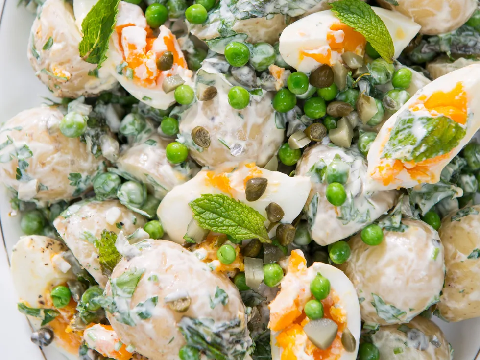 Herby potato, pea and egg salad