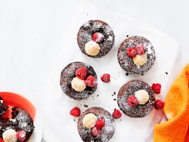 Raspberry and white choc muffin-tin brownies