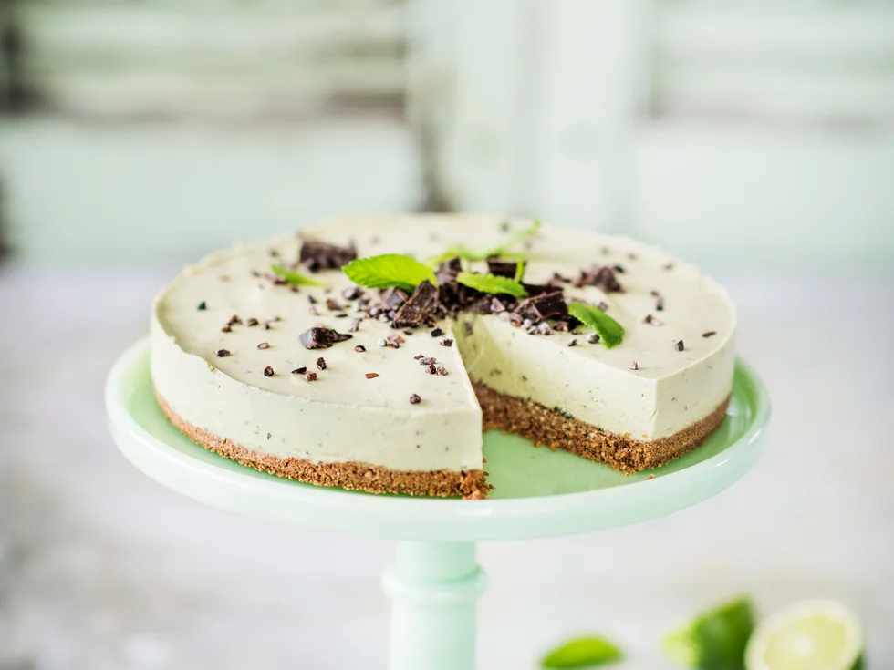 Avocado, mint and lime cheesecake