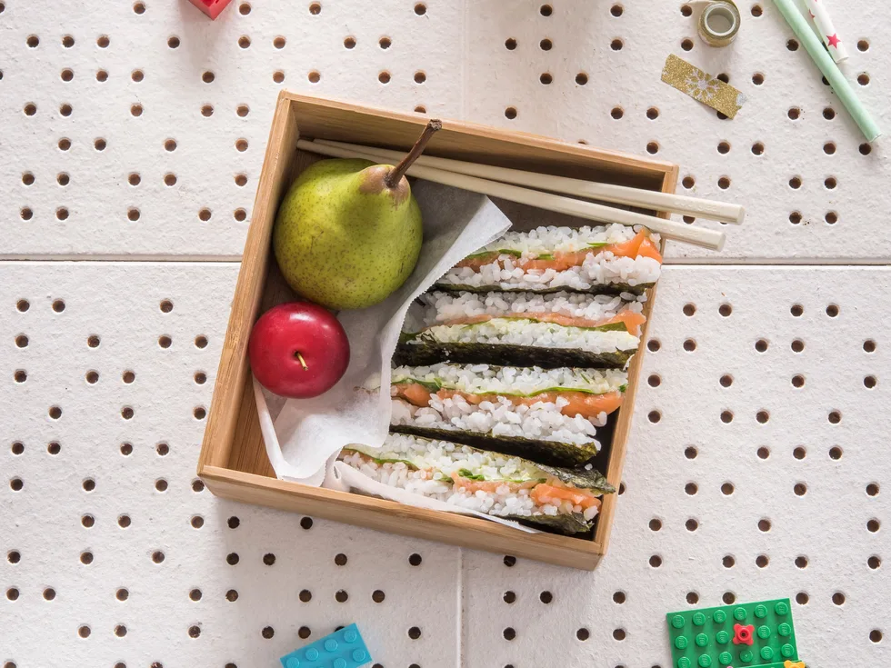 Salmon sushi sandwiches