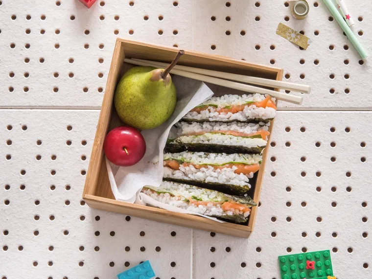 Salmon sushi sandwiches