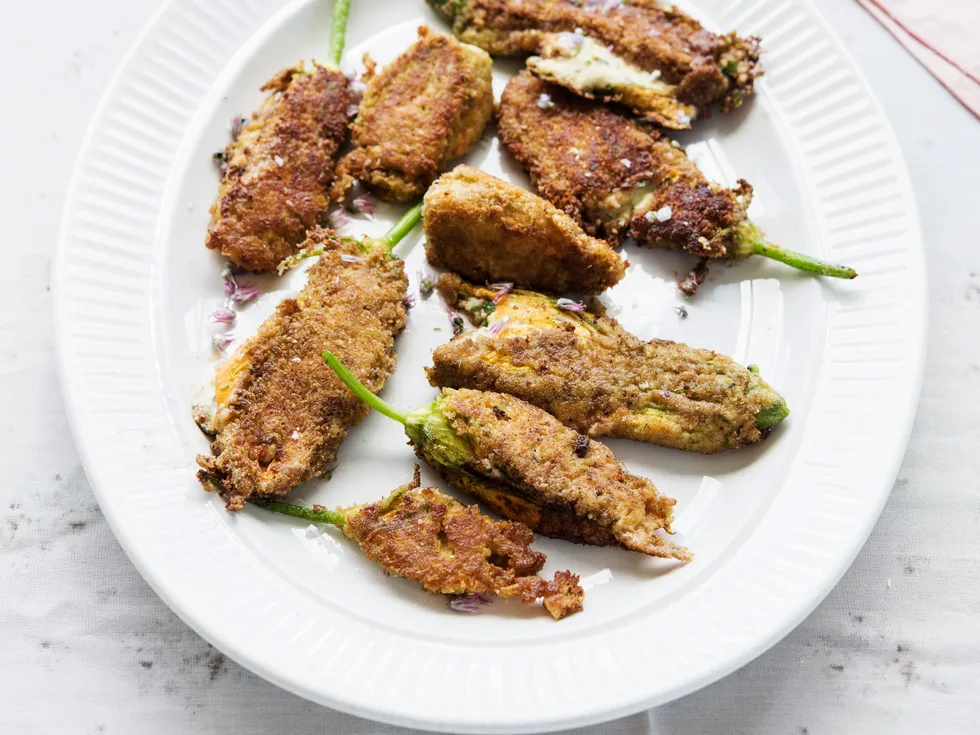 Stuffed courgette flowers