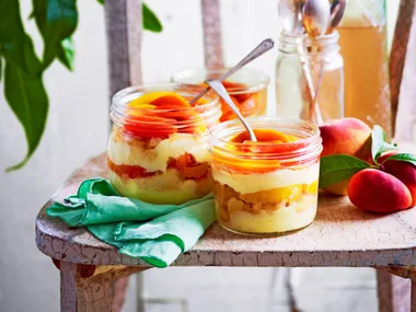 Little vanilla-poached peach and nectarine trifles