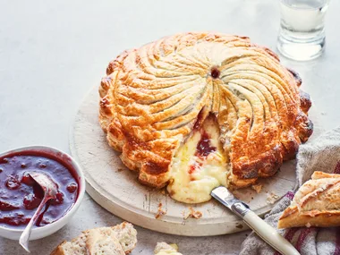 Camembert pithivier with spiced grape compote