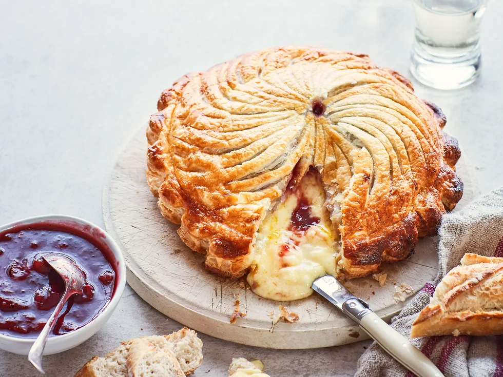 Camembert pithivier with spiced grape compote