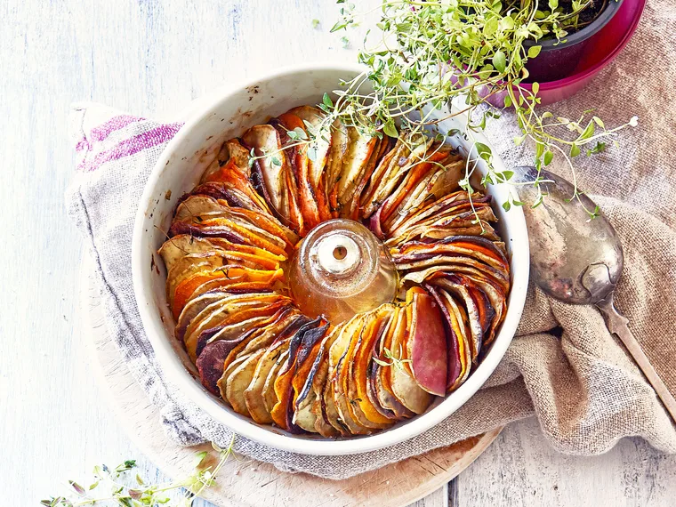 Maple and thyme-baked kumara