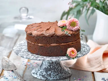 Parsnip and apple chocolate cake with whipped ganache