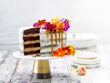 Chocolate beetroot cake with salted caramel buttercream