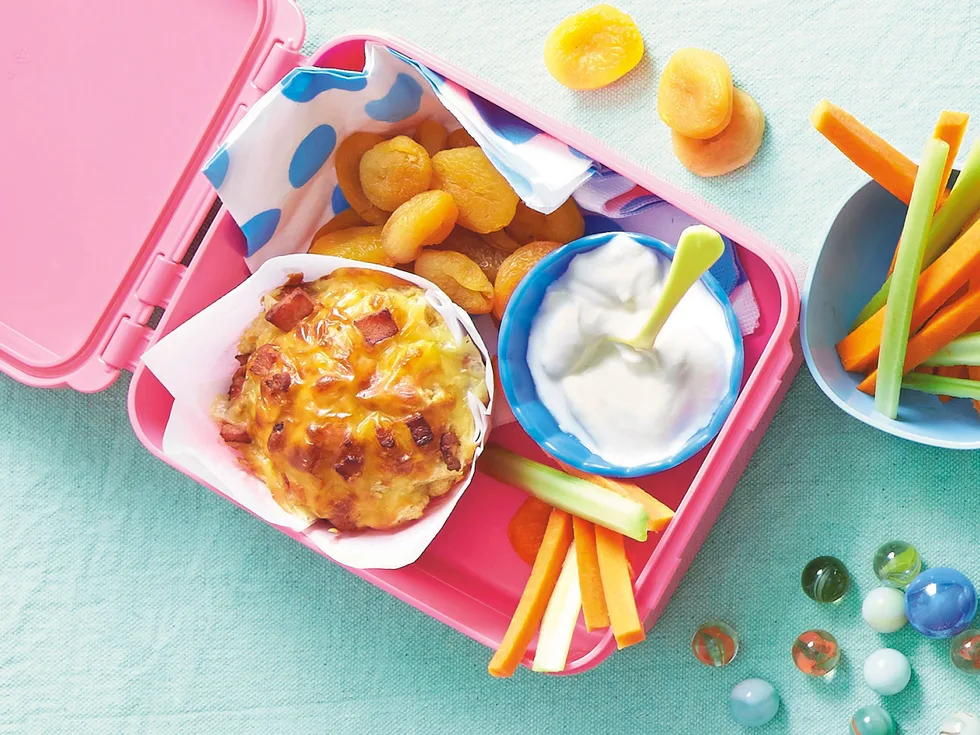 Bacon, cheese and corn wholemeal lunchbox muffins