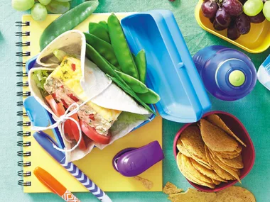 Spaghetti, vegetable and cheese frittata wraps