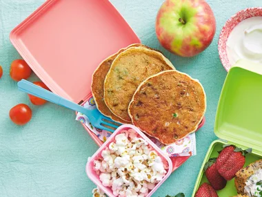 Ricotta, pea and ham lunchbox pancakes