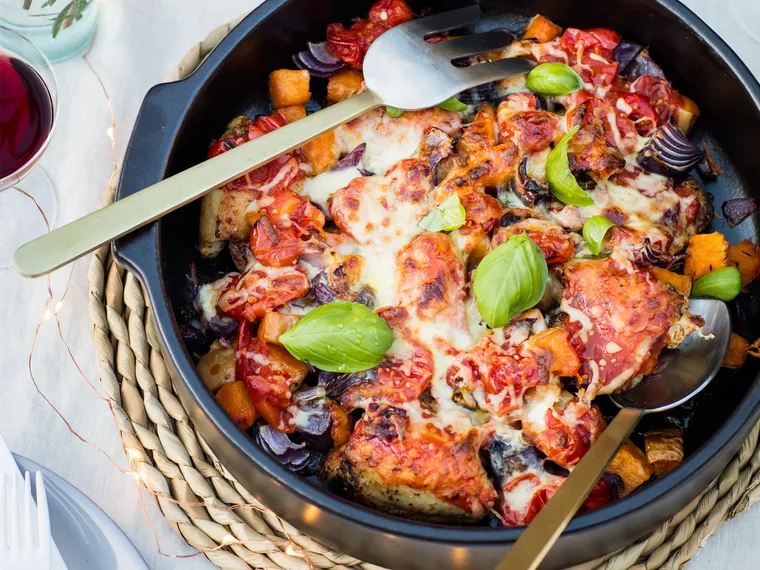 Italian herb chicken and pumpkin bake