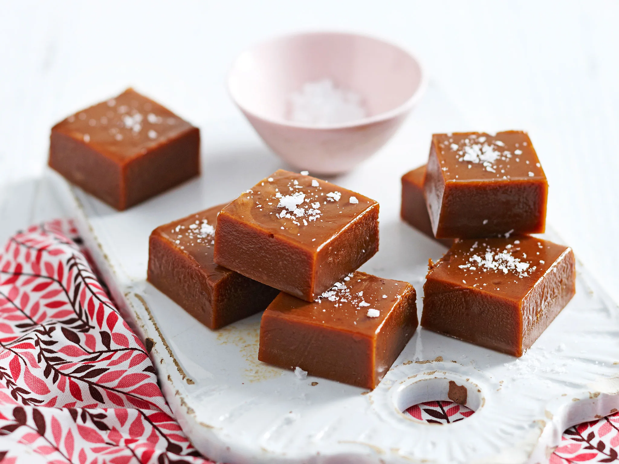 Salted chewy caramels